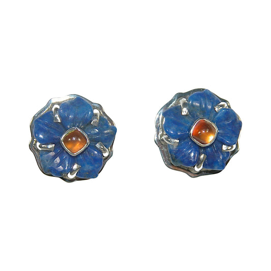 32724A Lapis Citrine Flower Sterling Silver Earring