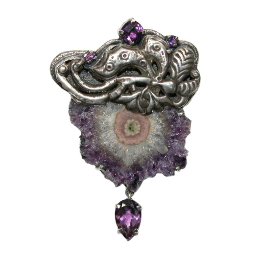 32741 Amethyst Slice Sterling Silver Pin and Pendant