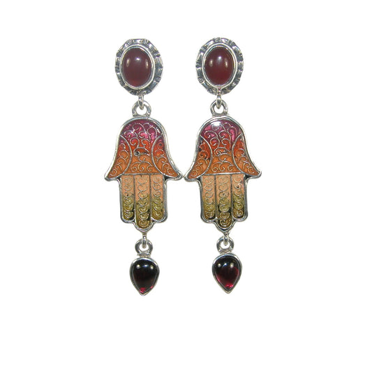 32753A Hamsa Enameled Sterling Silver Earrings