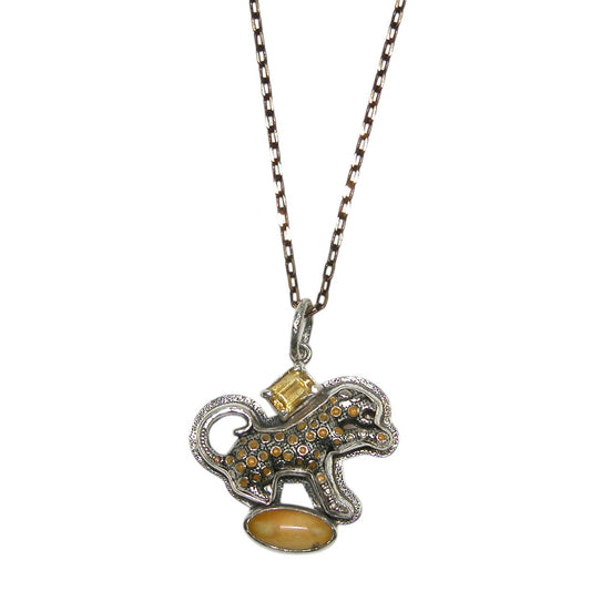 32776B Cheetah, Citrine Jasper Sterling Silver Necklace