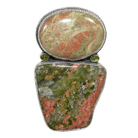 32781 Unakite Sterling Silver Pin and Pendant