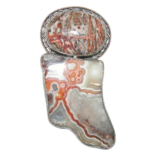 Leopard Skin Jasper, Agate Sterling Silver Pin and Pendant
