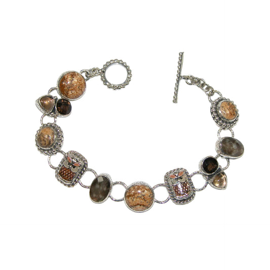 Owl Quartz Sterling Silver Bracelet