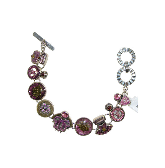 32837 Lotus Hand Enameling Sterling Silver Bracelet