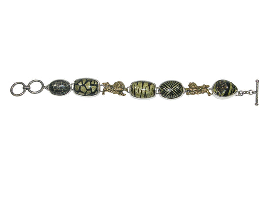 Black and Gold Safari Sterling Silver Bracelet