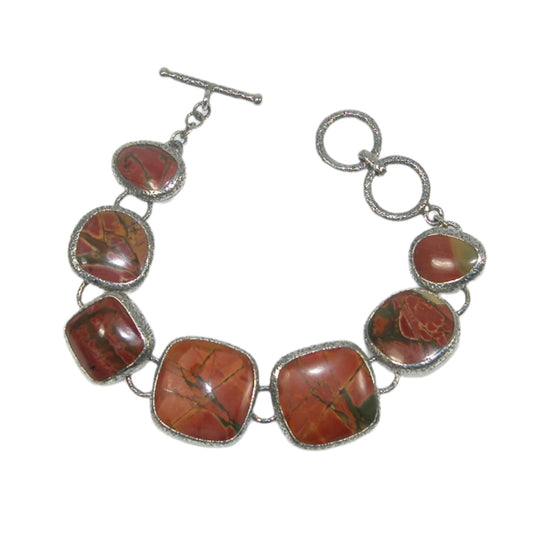 32856 Cherry Creek Jasper Cabochon Sterling Silver Bracelet