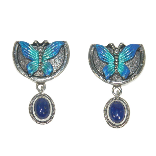32880 Lapiz Butterfly Dangle Sterling Silver Earrings
