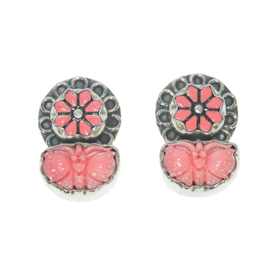 32881 Flower Butterfly Sterling Silver Earrings