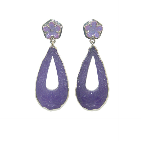 32883 Carved Flower Sterling Silver Earrings