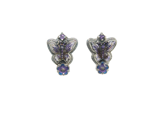32897 Amethyst Butterfly Enameled Earrings