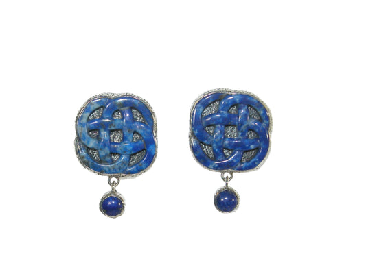 32911 Carved Lapis Sterling Silver Earrings