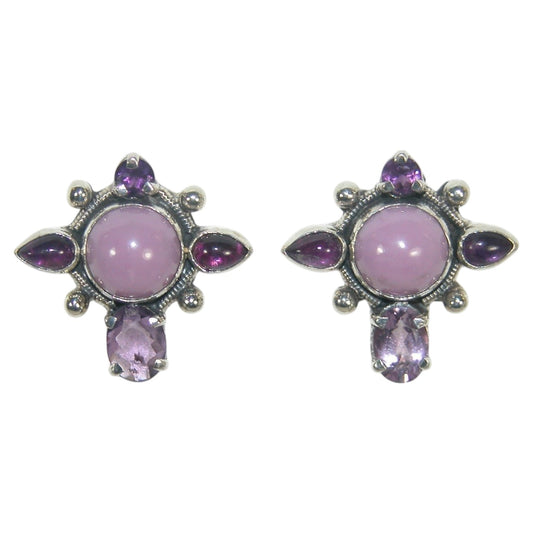 Amethyst, Celestial Quartz Sterling Silver Stud Earrings