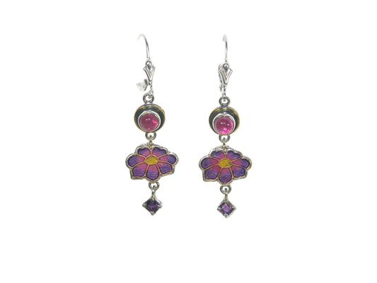 32930H Amethyst, Flower, Sterling Silver Earrings