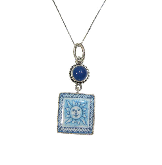 32984 Hand Made Tile Lapis Sterling Silver Necklace