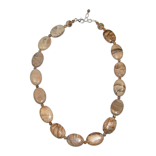 32995 Stone Sterling Silver Beaded Necklace