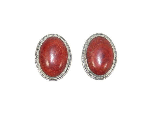 33004 Apple Coral Sterling Silver Earrings