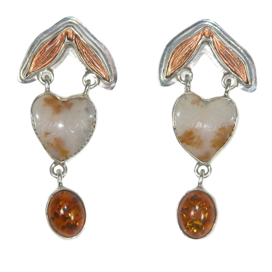 33005 Carved Leaf Tail Sterling Silver Earrings