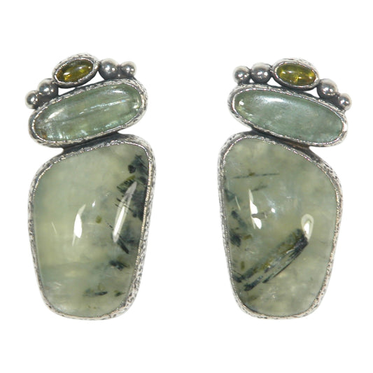 33012 Green Prehnite Sterling Silver Earrings