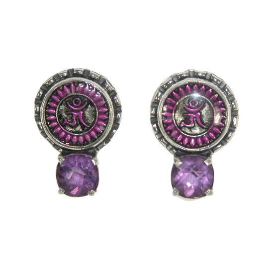 33018 Amethyst Ohm Sterling Silver Earrings