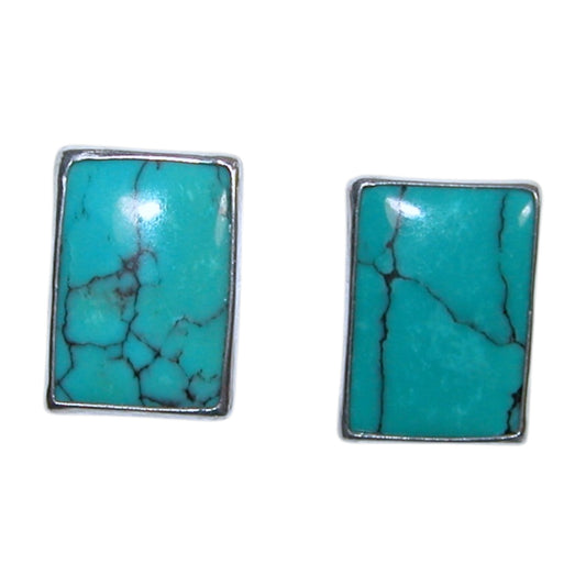 33094 Rectangle Turquoise Sterling Silver Earrings
