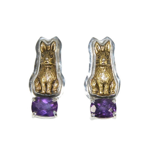 Vermiel Bunny Rabbits with Amethyst Sterling Silver Earrings