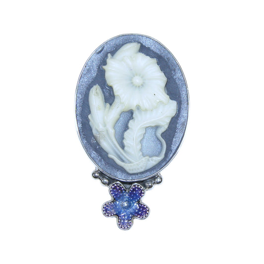 33109 Floral Cameo Sterling Silver Pin and Pendant