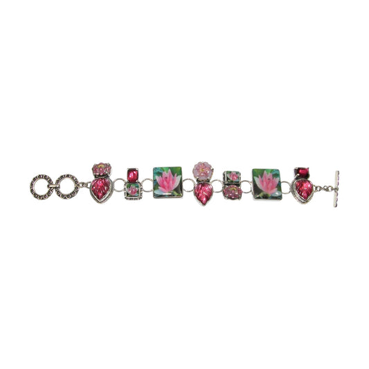 33152 Pink Lotus Sterling Silver Bracelet