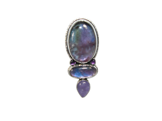33190 Amethyst, Glass Sterling Silver Pin and Pendant