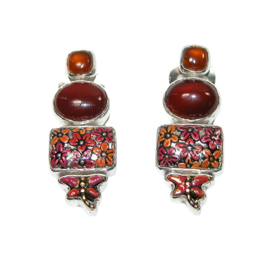 33230 Carnelian Hessonite Sterling Silver Earrings