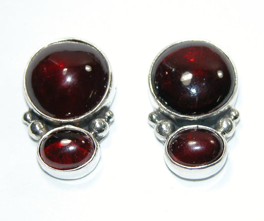 33232 Garnet 2 Stone Sterling Silver Earring