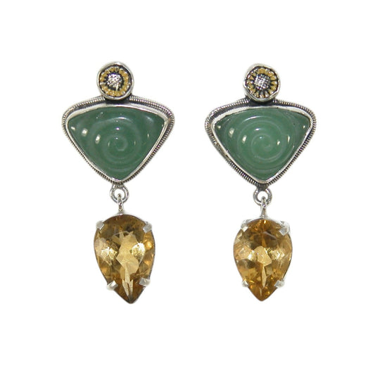 33234 Citrine Sunflower Sterling Silver Earrings