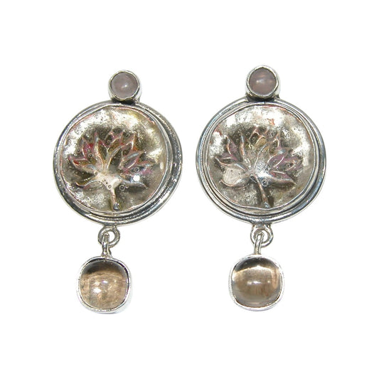 33249 Lotus Hand Enameling Sterling Silver Earrings