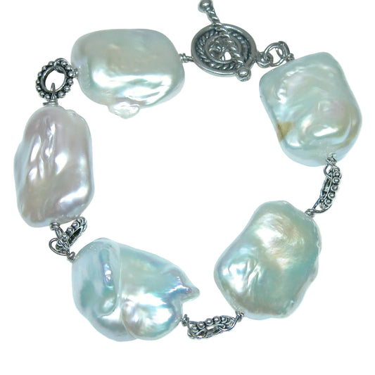 33258 Freshwater Pearl and Sterling Silver Bracelet