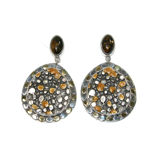 33281 Amber Drop Sterling Silver Earrings