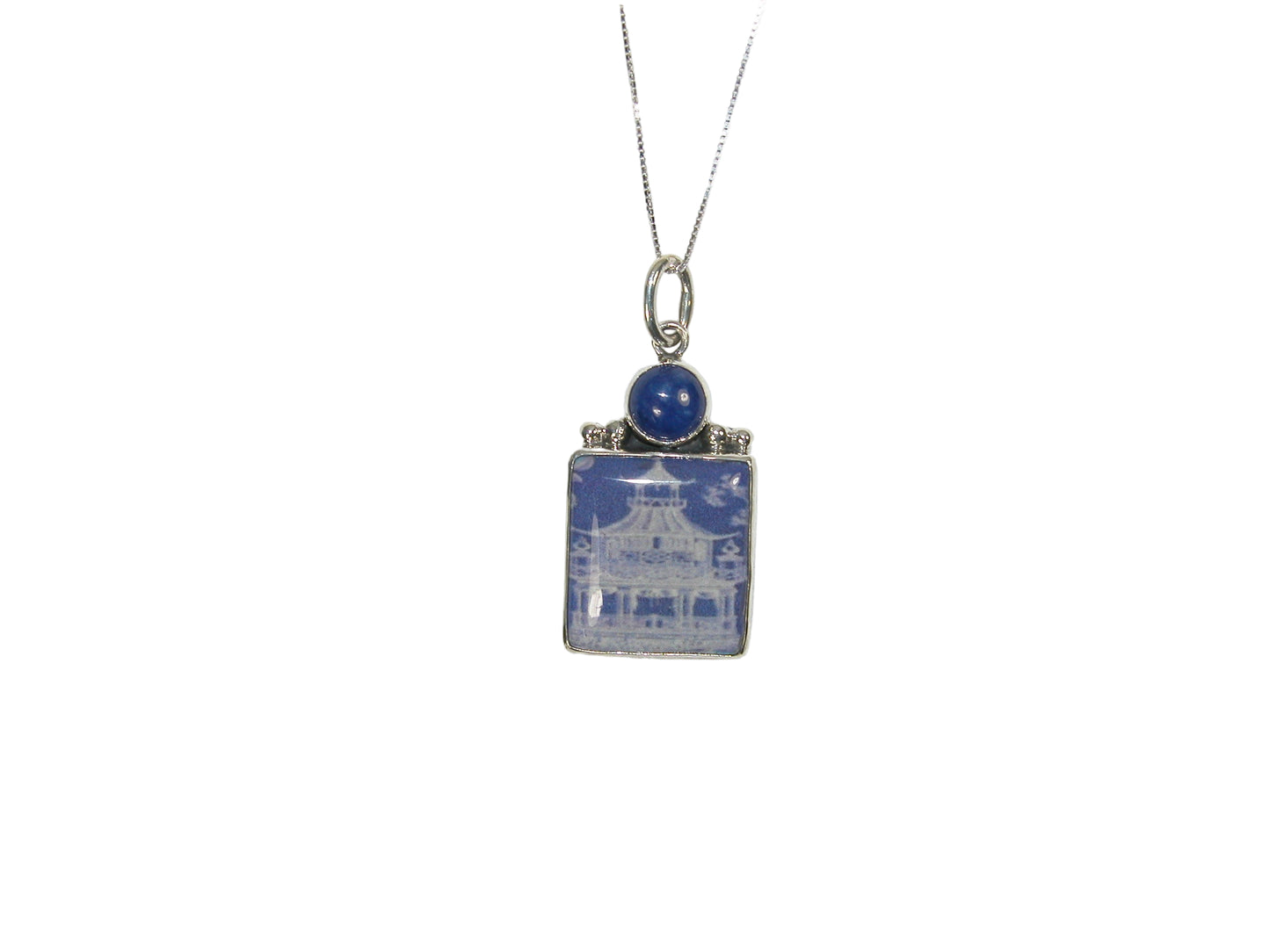33282 Blue Lapis Hand Made Tile Sterling Silver Necklace