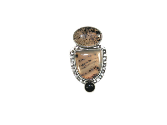 33292 Montana Agate Sterling Silver Pin Pendant