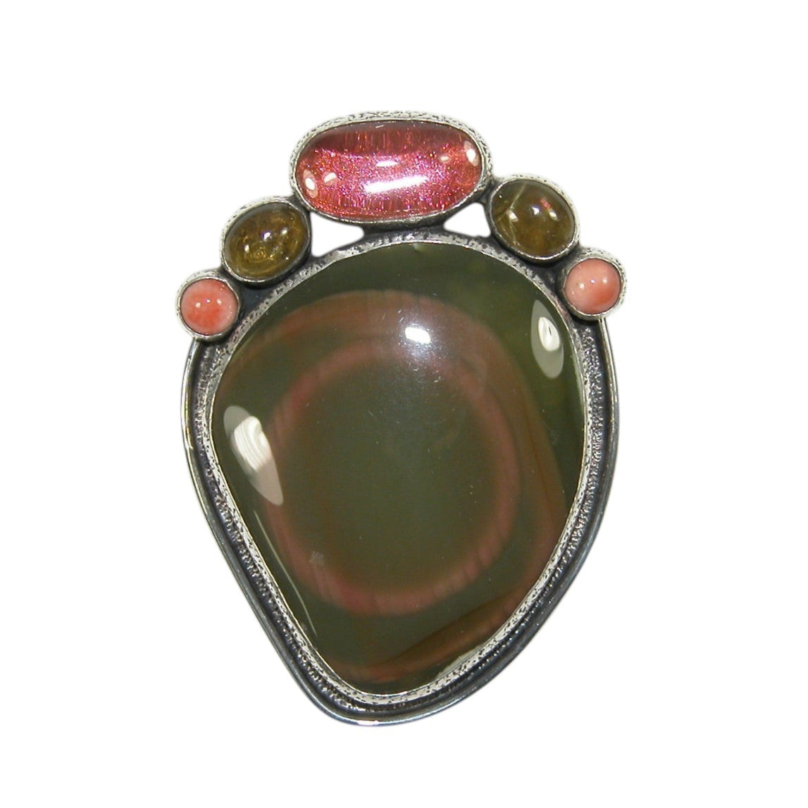 33295 Jasper Cluster Sterling Silver Pin and Pendant