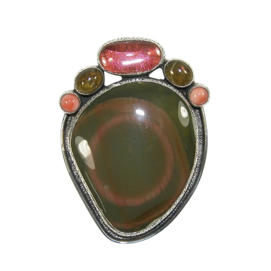 33295 Jasper Cluster Sterling Silver Pin and Pendant