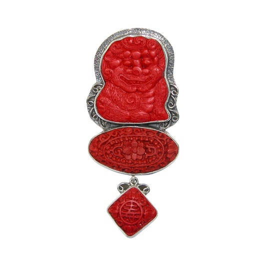 33310 Carved Zen Sterling Silver Pin and Pendant