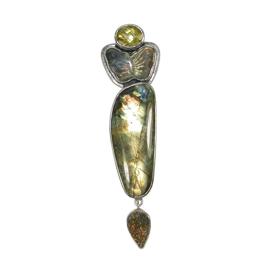 Labradorite Butterfly Drusy Sterling Silver Pin and Pendant