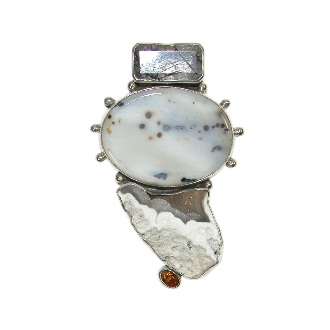 33315 Agate, Amber Sterling Silver Pin and Pendant