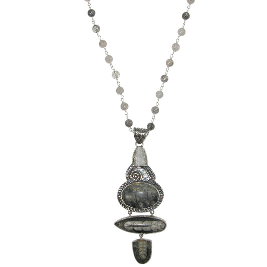 Fossil, Quartz Beaded Sterling Silver Necklace