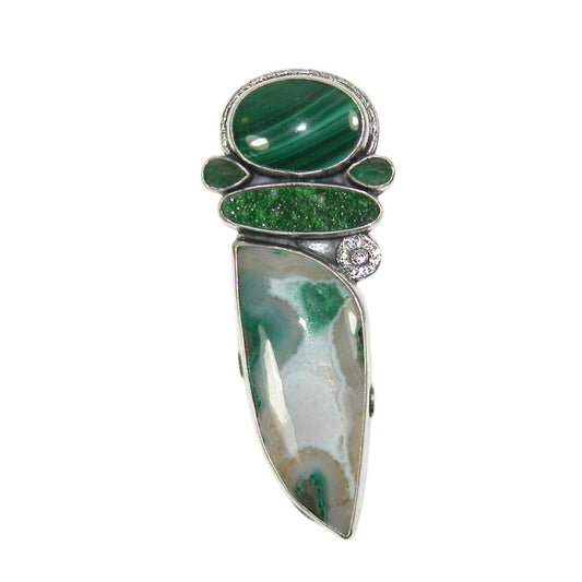 33335 Malachite, Drusy Sterling Silver Pin and Pendant