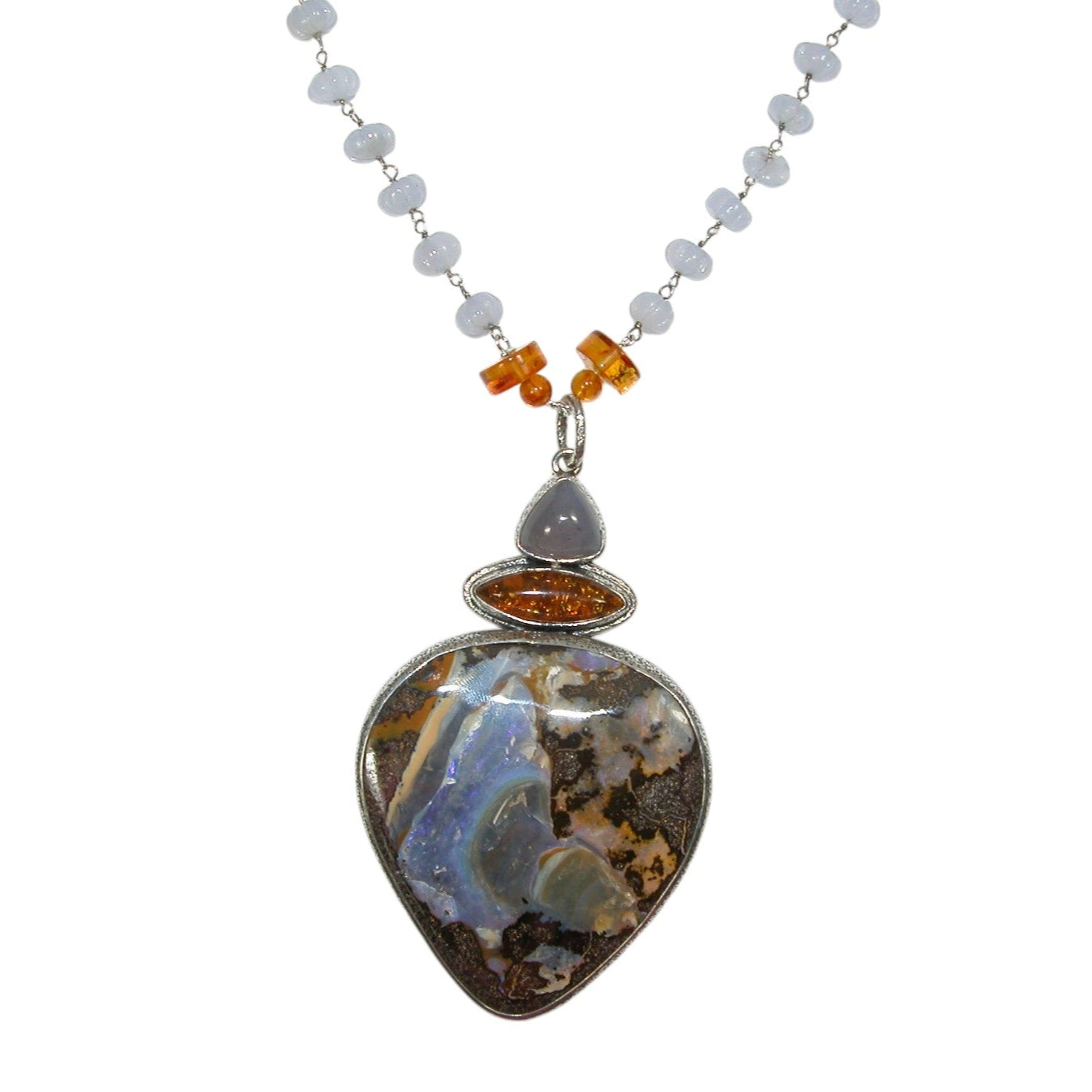 33341 Boulder Opal Beaded Sterling Silver Necklace