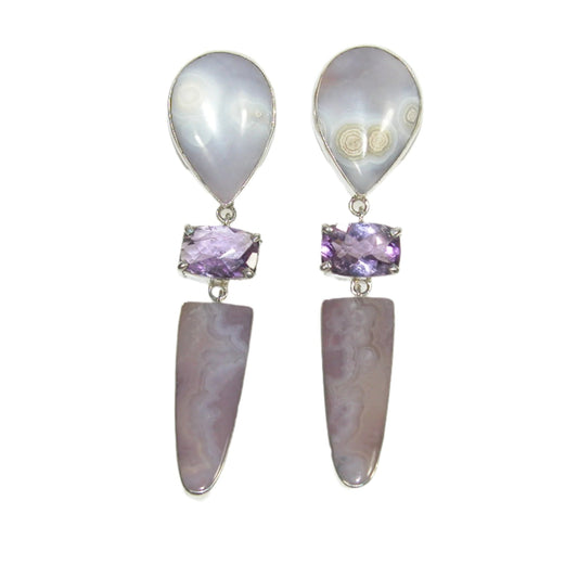 33342 Collectors Plum Agate, Amethyst Sterling Silver Earrings