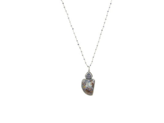 Boulder Opal and Chalcedony Sterling Silver Necklace