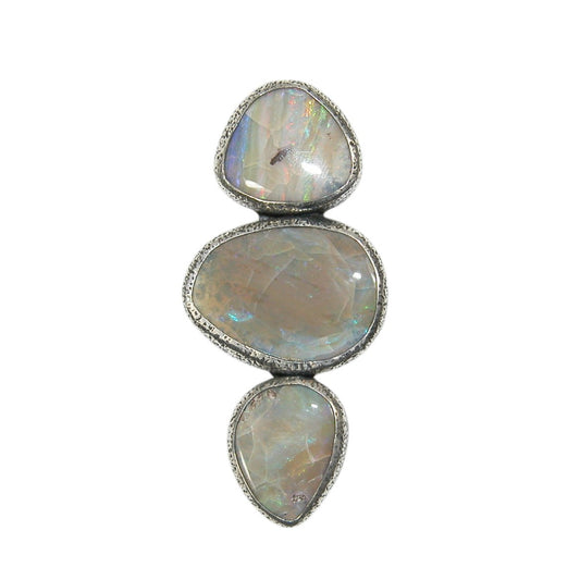 Triple Opal Sterling Silver Pin and Pendant