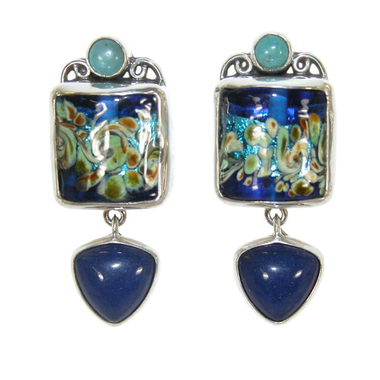 33387 Hand Painted Dangle Sterling Silver Earrings