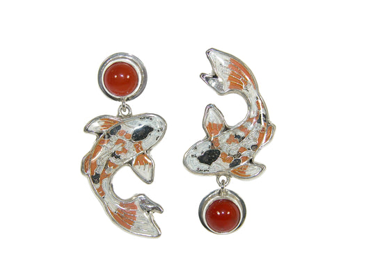 33392 Koi Fish Carnelian Sterling Silver Earrings