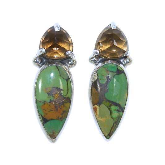 33401 Turquoise and Topaz Sterling Silver Earrings